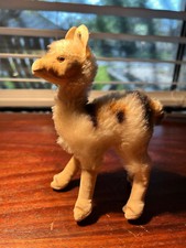 RARE VINTAGE GERMAN STEIFF CUTE MOHAIR LAMA THE LLAMA 7" tall with STEIFF pin