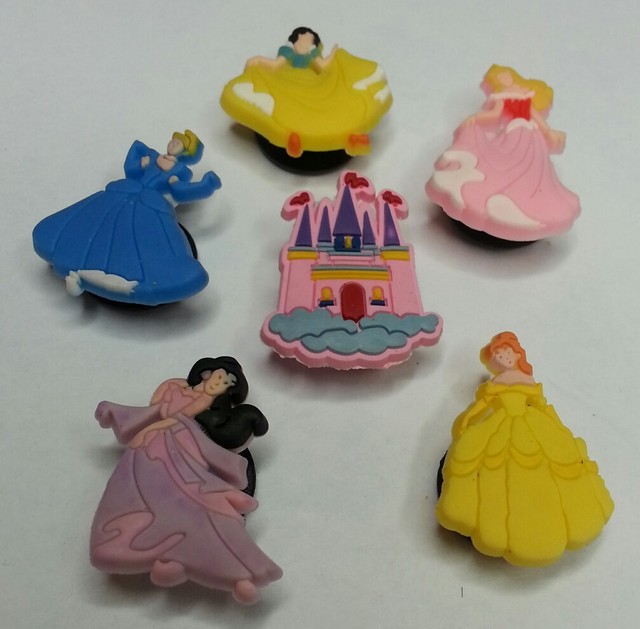 Princess 6PC LOT SHOE CHARMS, FOR JIBBITZ CROC SHOES HAIR BOW CENTERS