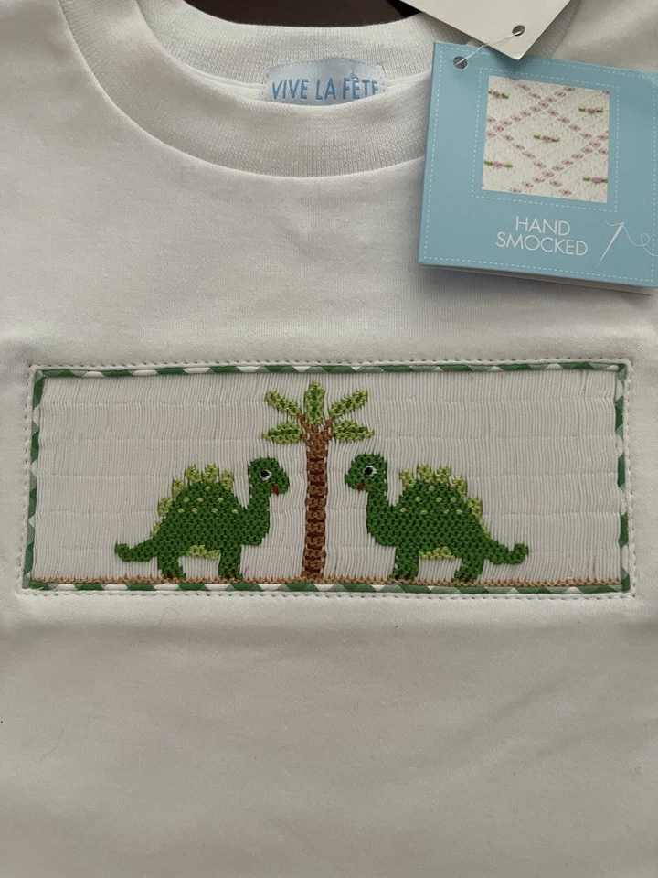 CAMISETA VIVA LA FETE NIÑOS TALLA 5 DINOSAURIO BATA NUEVA CON ETIQUETAS Foto 2 de 4