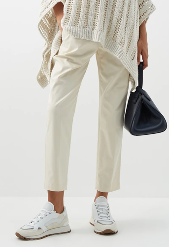 Brunello Cucinelli High-Waist Cropped Cotton-Twill Trousers Pants - Picture 9 of 17