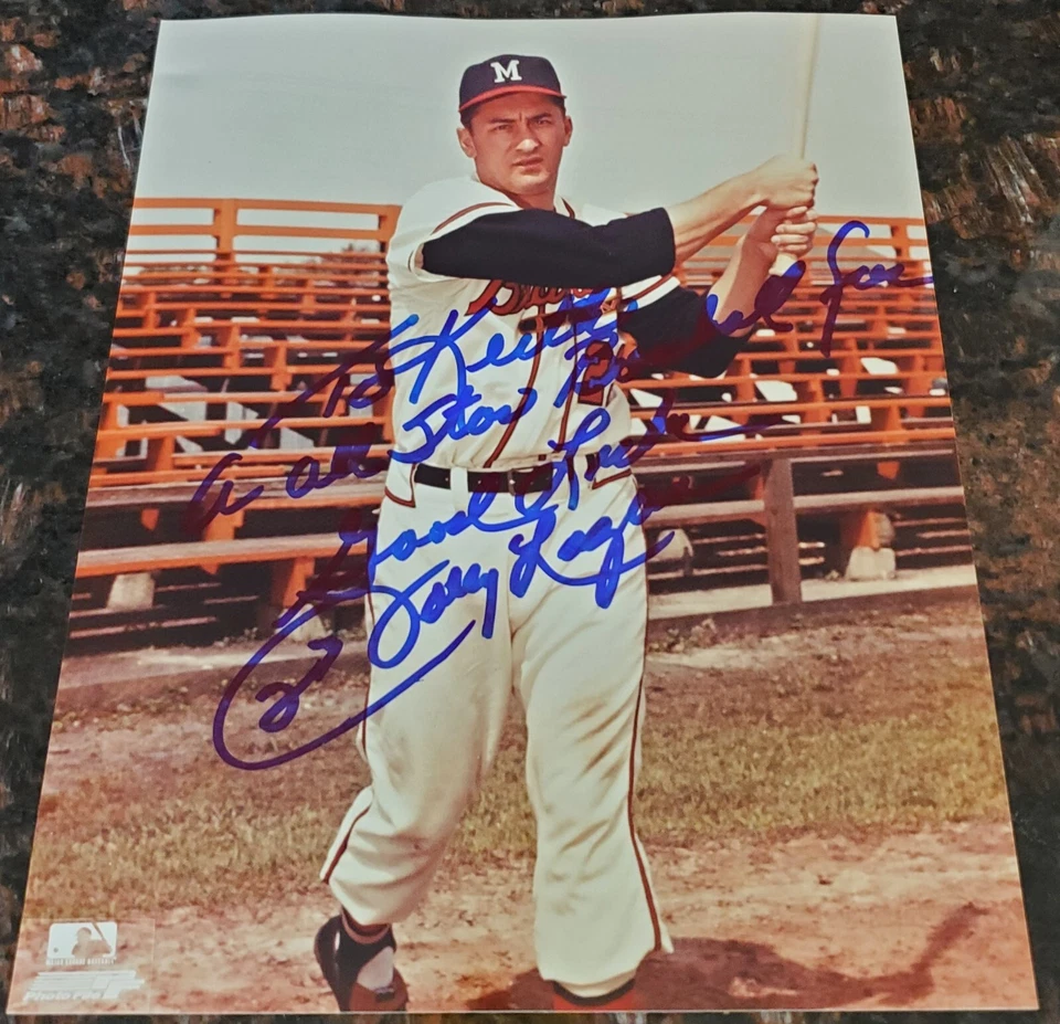 Fotografía autógrafa de Johnny Logan 8x10 MLB Milwaukee Braves Foto 2 de 4