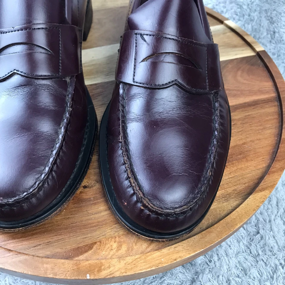 "346" Brooks Brothers Penny Loafers Mens 8.5D Burgundy Leather Dress Shoes - Image 4 of 4