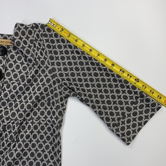 Notations Gray Black Circle Patterned Button Fron… - image 6