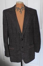 Vintage Brown Tweed Herringbone Jacket Blazer Kingsridge Elbow Patches C42