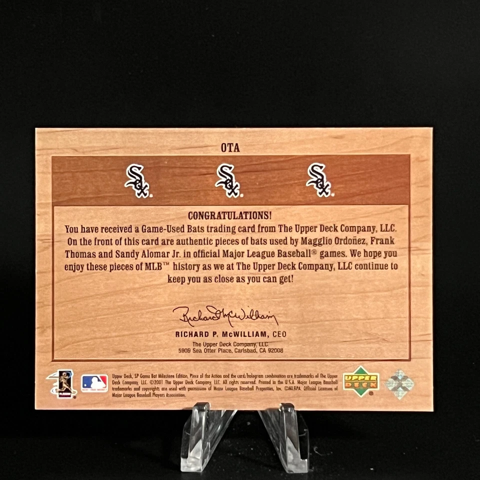 Ordonez Thomas Alomar 2001 SP Game Bat Edition Trios Triple OTA Piece Action - Image 2 of 2