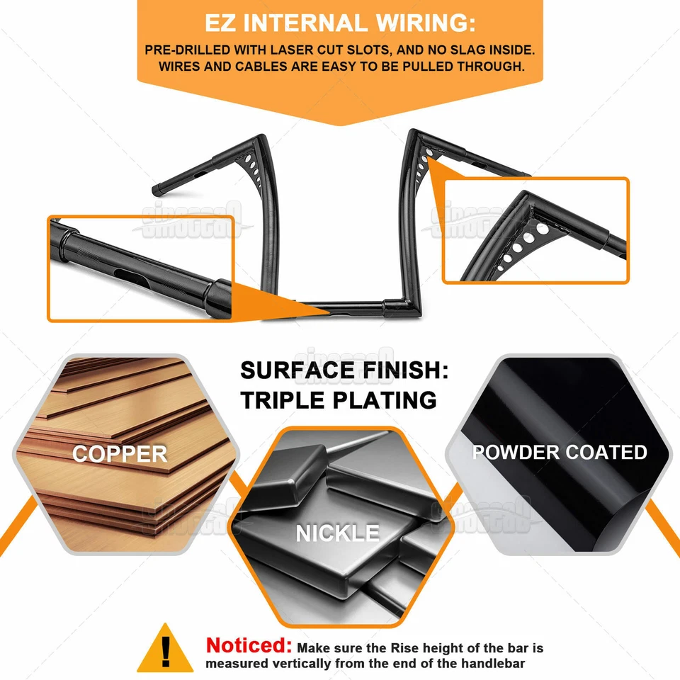 10" 12" 14" Rise Ape Hanger Handlebar For Honda Rebel 250 Shadow Aero 750 Models - Image 4 of 4