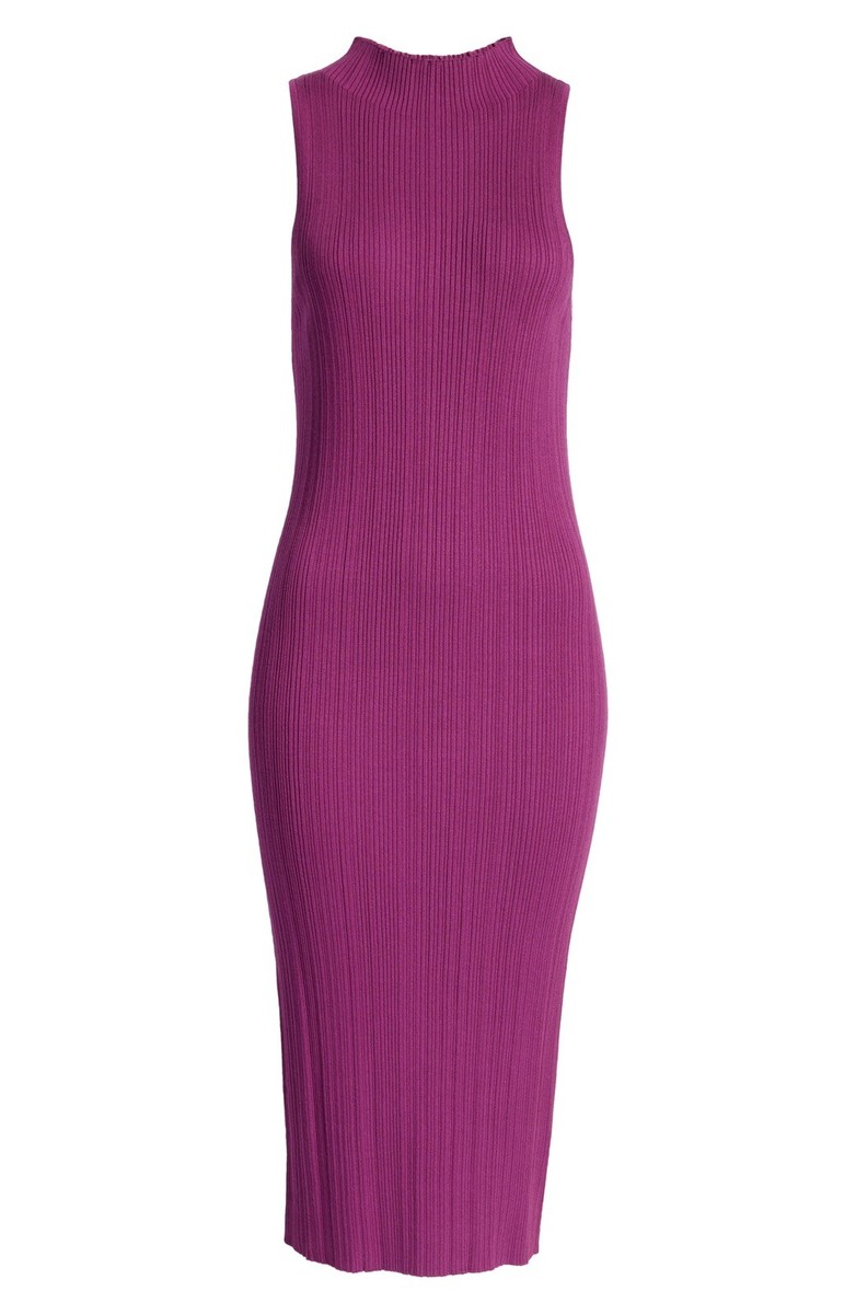 purple ribbed midi dress Purple KarenMillen Viscose Blend Filament Knit Midi Dress