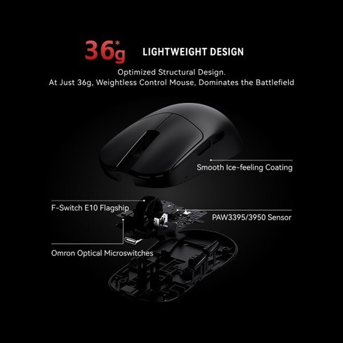 Mouse inalámbrico ultraligero para juegos VXE MAD R Major+ - 36K DPI, doble 8K, PAW3950 - Imagen 3 de 11