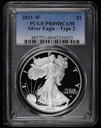 2021 W $1 Proof American Silver Eagle PCGS PR 69 DCAM | Type 2