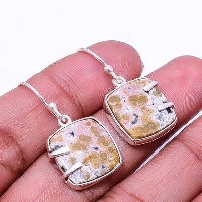 Asteroid Jasper -Madagascar Designer 925 Sterling Silver Earring 1.25'' E43