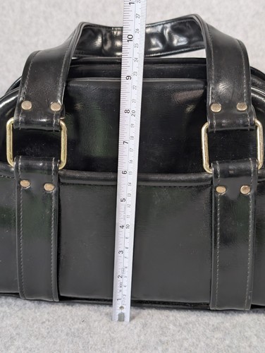 Vintage Sears Organizer Handtasche schwarz Vinyl mit Made in Taiwan Etikett innen - Bild 12 von 13
