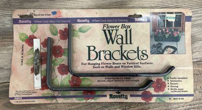 VINTAGE NOVELTY FLOWER BOX METAL WALL BRACKETS ( NEW OLD STOCK ) MADE IN USA