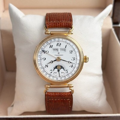 Chronoswiss Lunar Triple Date 18k Gold Ref: 62101 Mondphase 31mm mit Box