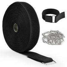 Heavy Duty 1 in x 16.4 ft Hook and Loop Straps with 25 Metal Buckles for
