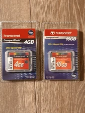 Lot of 2 Transcend TS16GCF133 16GB TS4GCF133 4GB Compact Ultra Speed Flash Cards