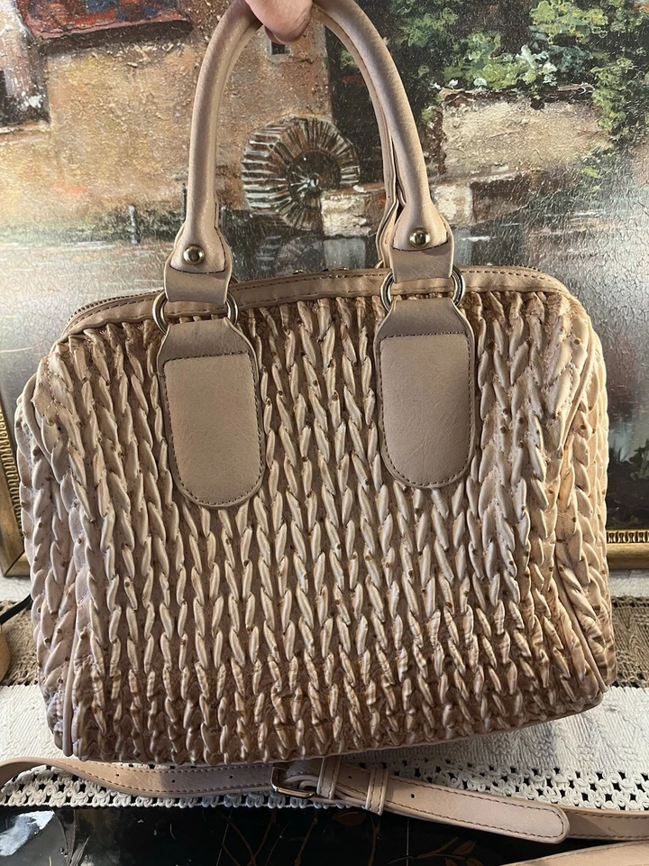 Bolso de Mano Republic Rosa Borla Cartera Bolso de Mano con Correa Bandolera. Trenza oro rosa Foto 3 de 4