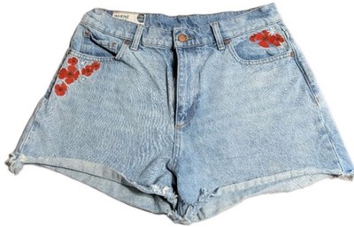 Marine Layer Sasha Denim Shorts Womens 30 Floral Embroidered Cut Off High Rise