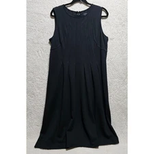 Madison Sleeveless Black Dress Career Wear Pleated Details Comfortable Size 14