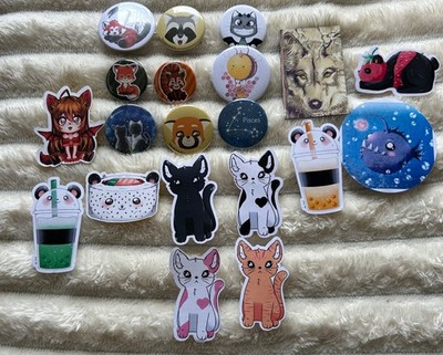 kleines Anime-Paket-VB-Buttons-Magnet-Sticker-Panda-Katze