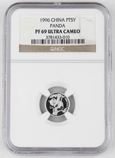 China 1996 5 Yuan 1/20 Oz 9995 Platinum Proof Panda NGC PF69 Ultra Cameo 5612.40 per troy oz