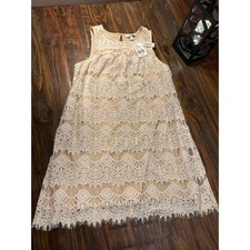 Speechless Dress Lace Overlay Beige Ivory Coquette Woman's Small NWT