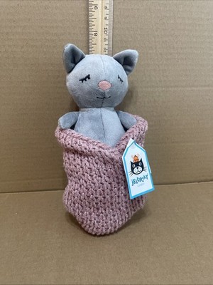 Jellycat Cosie Kitten COS6K Sleeping Cat Grey Plush See Pics