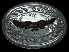 TJ11108 VINTAGE 1970s  BALD EAGLE  WESTERN  COWBOY DESIGN BELT BUCKLE