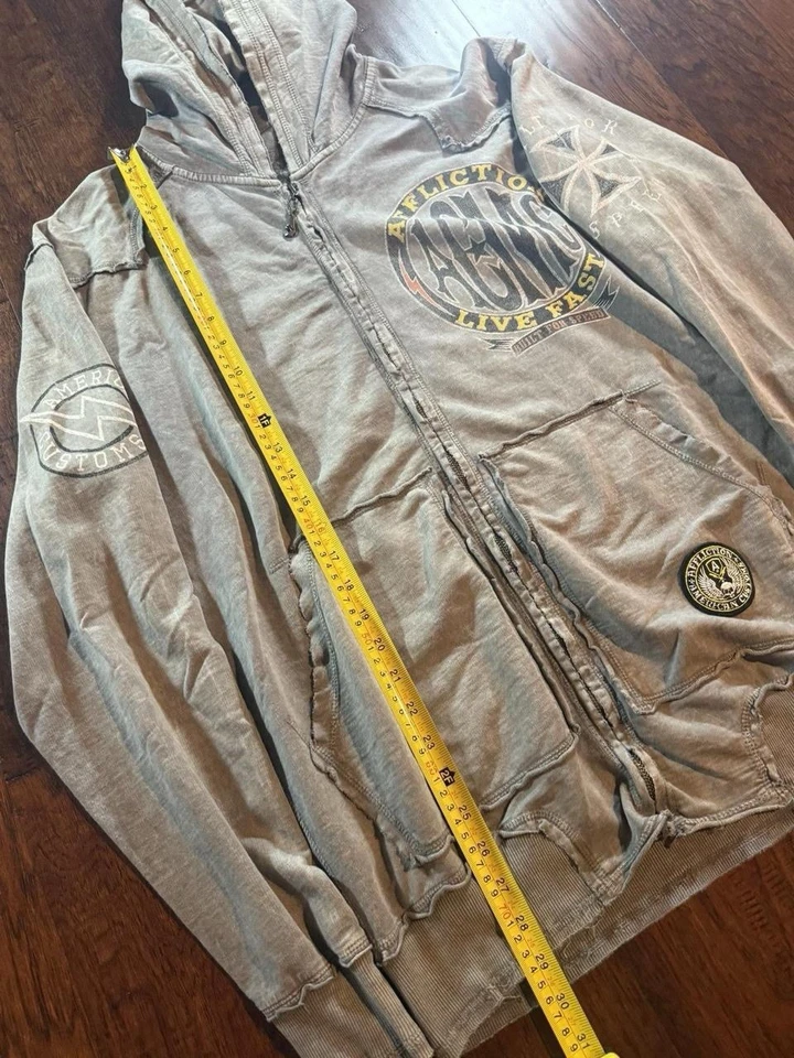 Sudadera con Capucha Y2K Affliction American Customs Talla XL Punk Grunge Emo Foto 4 de 4