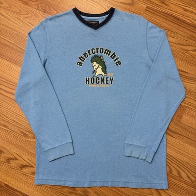 Vintage Abercrombie & Fitch Hockey Long Sleeve T-shirt XL Hip Hop