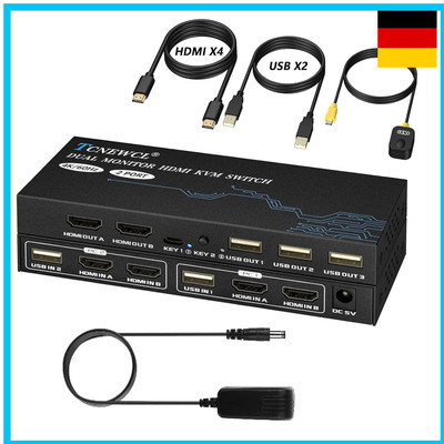 HDMI KVM Switch 2 PC 2 Monitore 4K@60Hz