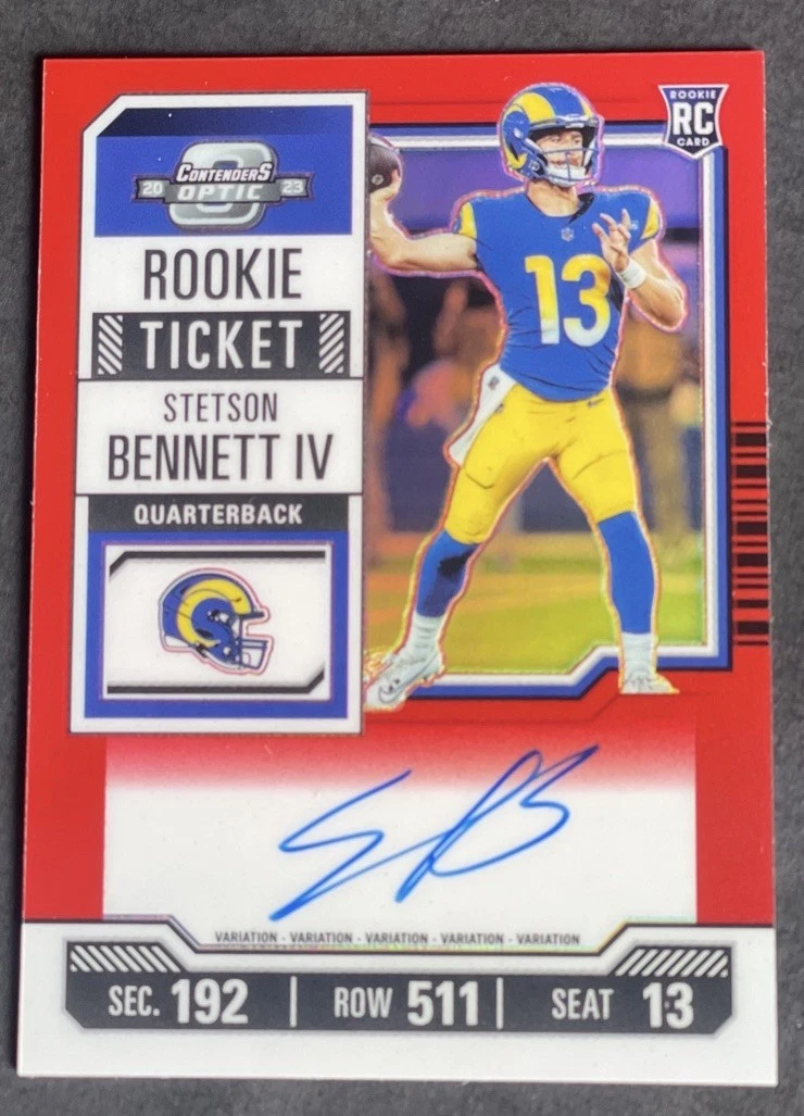 2023 Contenders Optic Stetson Bennett /99 Rookie Ticket Red AUTO Variation #133