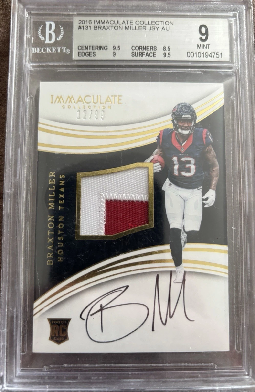 Braxton Miller Panini Immaculate #131 Patch Autograph-Gold