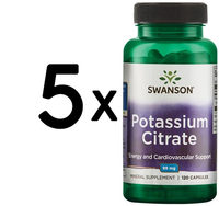 5 X Swanson Potassium Citrate, 99Mg - 120 Caps (69,98 Eur/Kg)