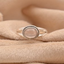 Handmade Rose Quartz Ring, 925 Sterling Silver Ring, Pink Statement Ring