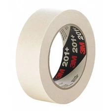 3M 201+ Masking Tape, 18 Mm W X 55 M L, 4.4 Mil Thick, Tan, Rubber Adhesive, 48