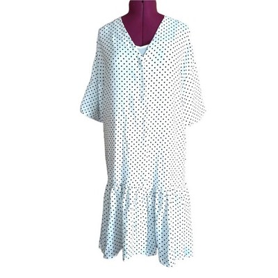 ICHI Cloud Dancer Polka Dot Dress Button Front Lined Women Size 36 or M US Tags