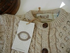ARAN SWEATER MARKET BABY HONEYCOMB MERINO WOOL BUTTON CARDIGAN SWEATER 12-18 MTH