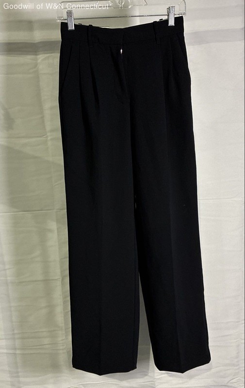 Wilfred Women's Black Effortless Pant Pleated High Rise Wide Leg Sz 0
