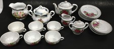 Antique ROSE CHINA MINI Japan TEA SET, CREAMER  SUGAR BOWL, CUPS  SAUCERS