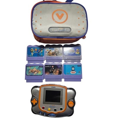 VTech V.Smile Pocket Orange Console Bundle w/ 6 Games Case Tested No Batteries
