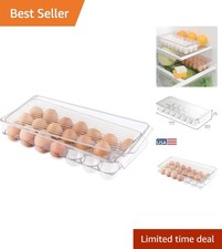 Clear Plastic Egg Organizer with Lid - Holds 21 Eggs, Space-Saving Solution