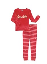 Wonder Nation Girls Red Velour 2 PC Pajama Set Size 7 NWT