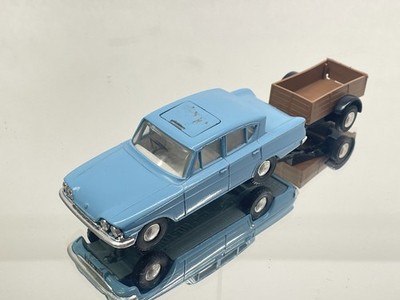 SPOT-ON TRI-ANG 259 FORD CONSUL CLASSIC + TRAILER -BLUE 1:42- GOOD - 240