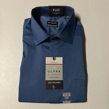 Van Heusen Men's Dress Shirt Regular Fit Ultra Wrinkle Free Flex Collar NWT