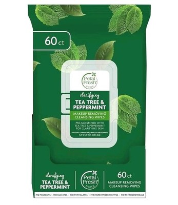 Petal Fresh Clarifying Tea Tree & Peppermint Makeup Removing, Cleansing Wipes