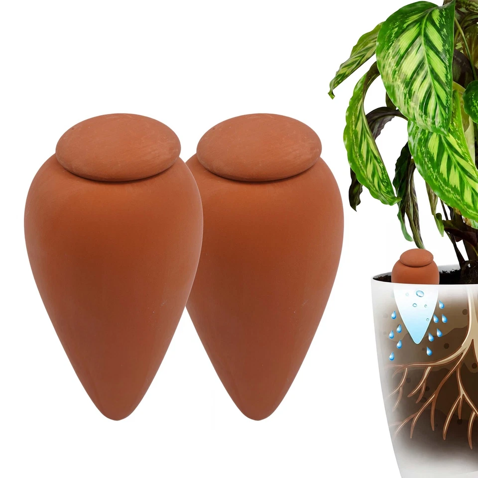 Cônes d'arrosage en terre cuite pour plantes - Ensemble avec couvercles - Photo 4/4