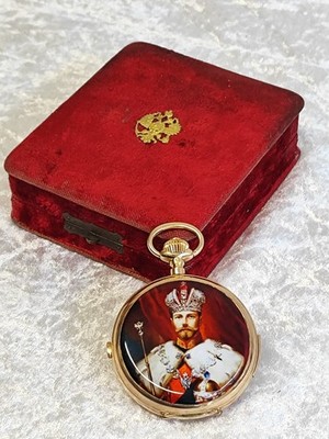 ANTIQUE GOLD 1/4 REPEATER  CHRONOGRAPH POCKET WATCH NICHOLAS II TSAR PORTRAIT
