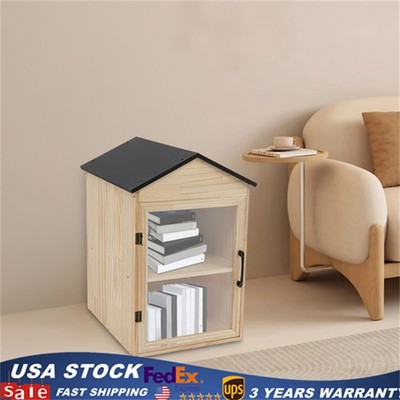 Outdoor Library Book Box Storage Wooden Literature Exchange Cabinet Sharing Book