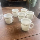 6 Vintage Pyrex Corning Spring Blossom Green Crazy Daisy Coffee Mugs D Handle