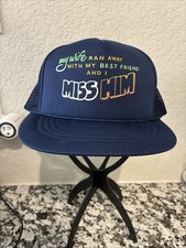 Vintage Funny Trucker SnapBack Hat Cap Mesh My Wife Ran Away W My Best Friend  